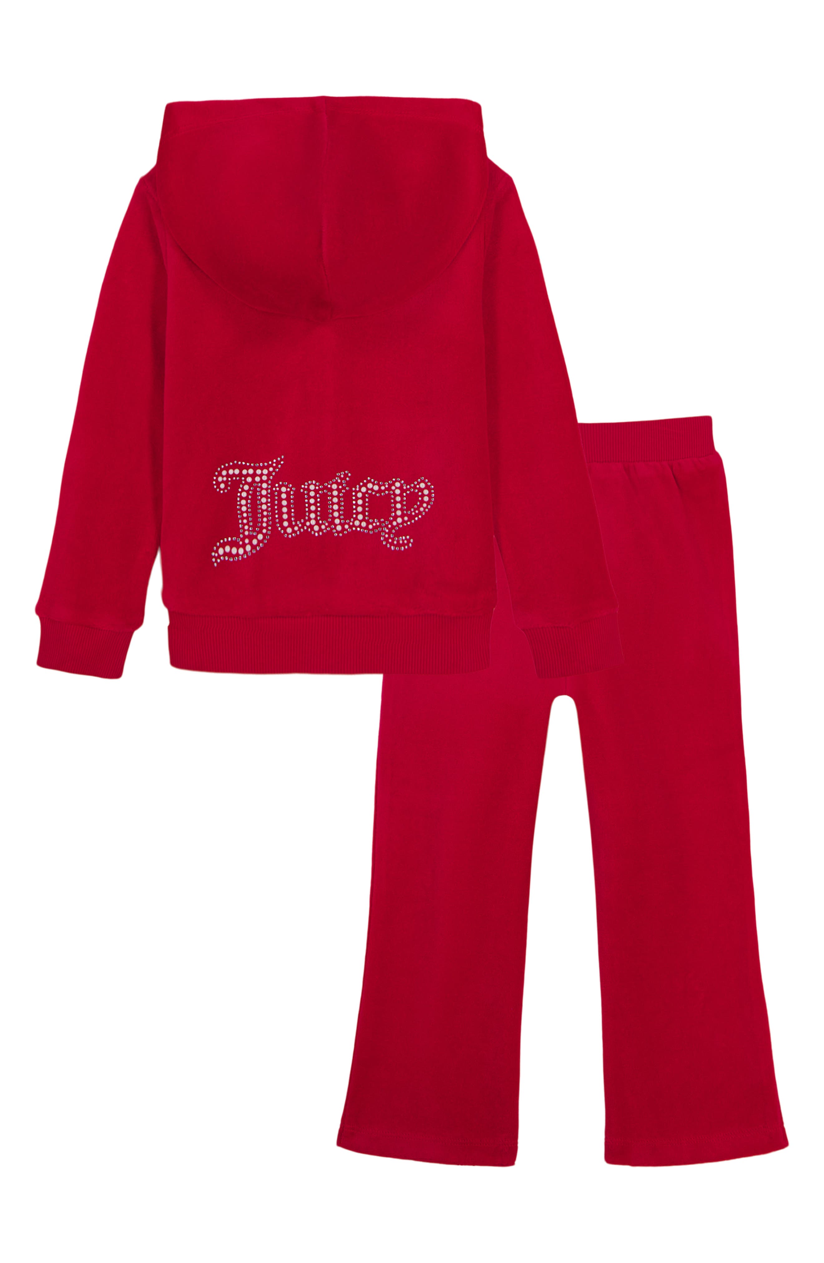 Juicy Couture Embellished 2-Piece Velour Hooded Tracksuit Set