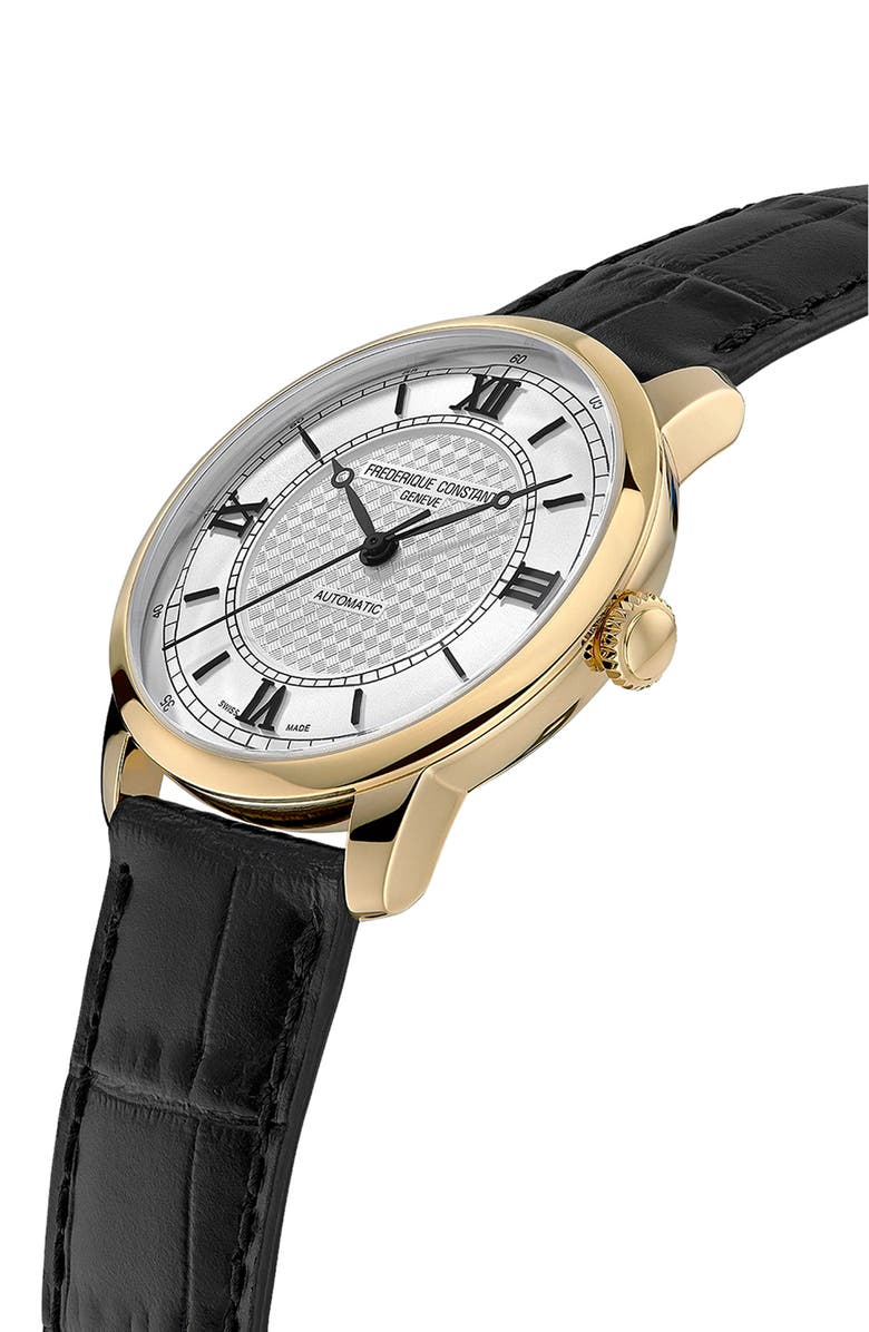FREDERIQUE CONSTANT Classics Automatic Leather Strap Watch, 38.5mm, Alternate, color,