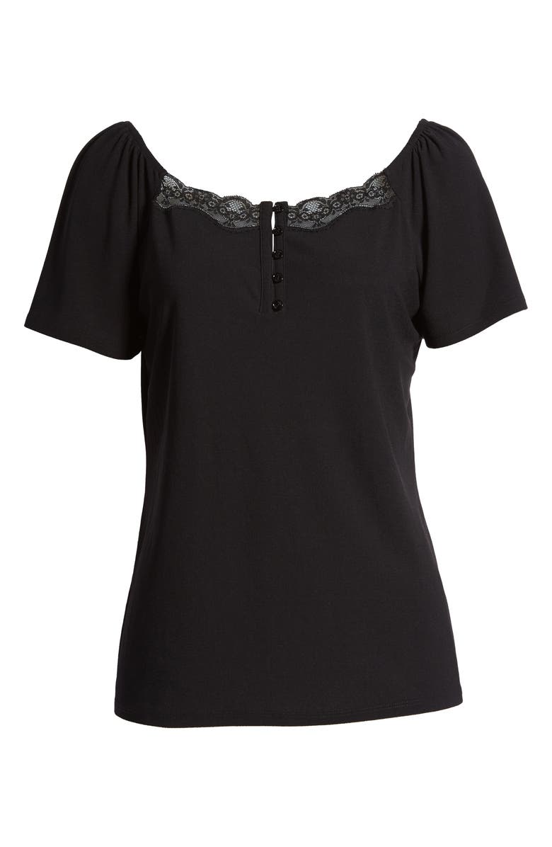 CeCe Lace Trim Knit Top, Alternate, color, 