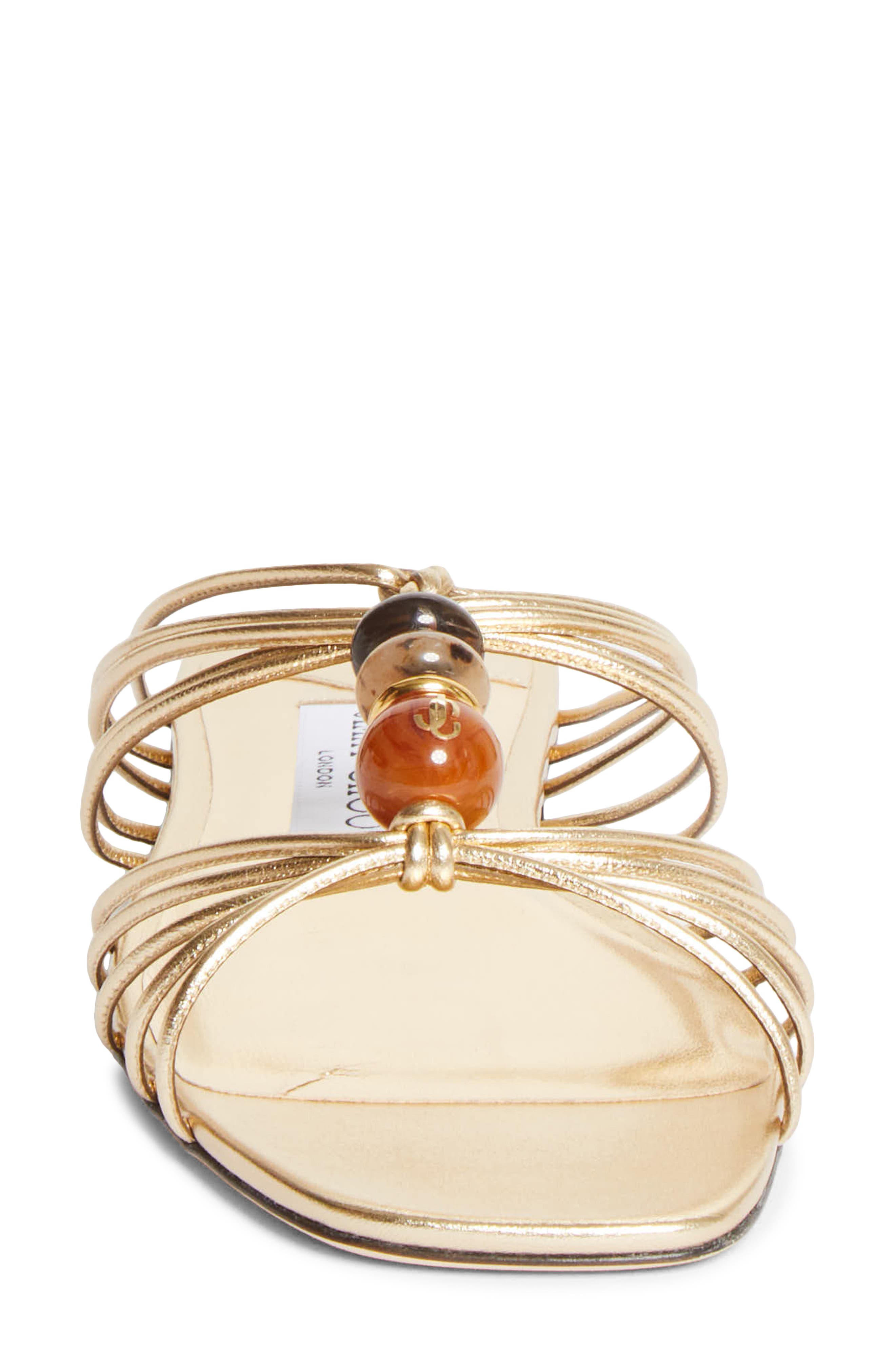 Jimmy Choo Lova Beaded Slide Sandal, Alternate, color, Gold Mix