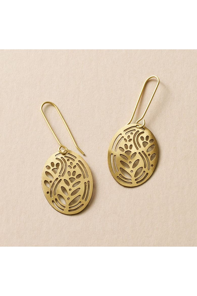 Adhya Cutout Oval Drop Hook Earrings, Alternate, color, Bronze