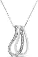 Haus of Brilliance .925 Sterling Silver Pave-Set Diamond Accent Double Curve Pendant Necklace