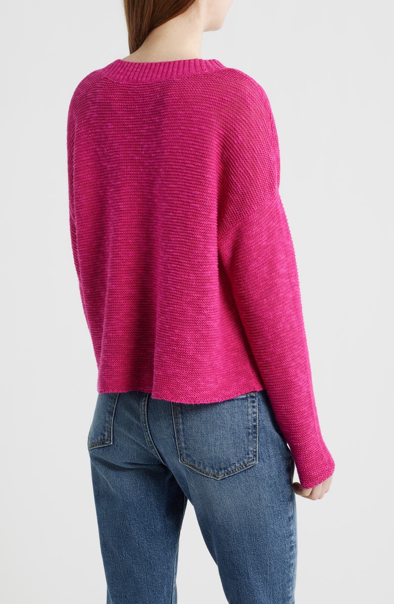 Eileen Fisher Organic Linen & Organic Cotton V-Neck Sweater, Alternate, color, Fuchsia