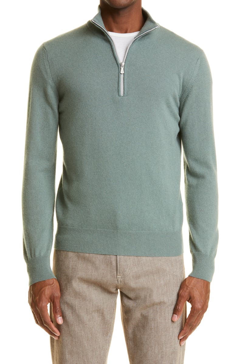 Eleventy Cashmere Quarter Zip Pullover, Main, color,