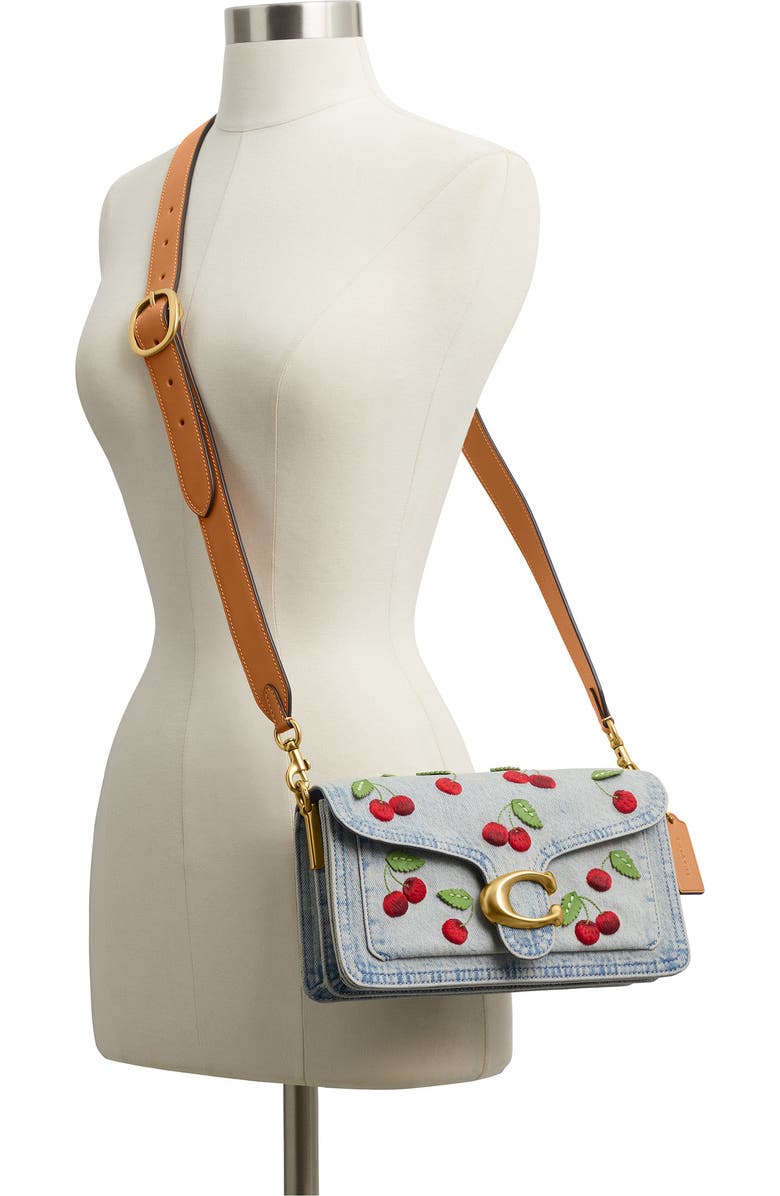 COACH Tabby 26 Cherry Embroidered Denim Shoulder Bag, Alternate, color, Denim Multi