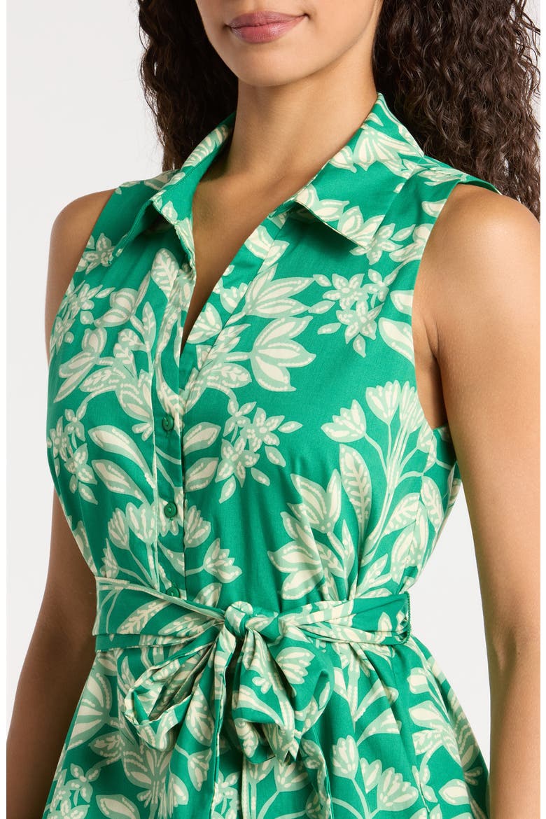 Rency Floral Zady Belted Cotton Shirtdress, Alternate, color, KELLY-CREAM