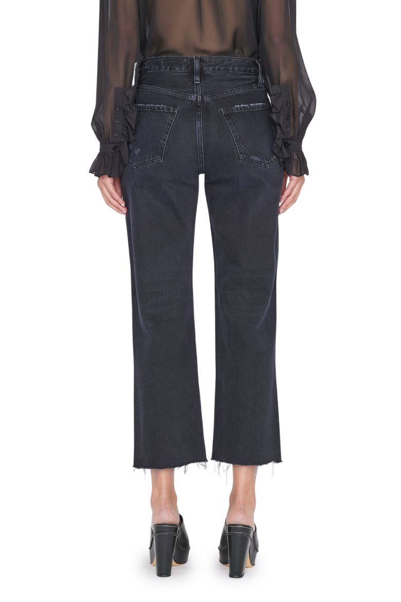 Le Jane Raw Hem Crop Straight Leg Jeans, Alternate, color, INKWELL RIPS