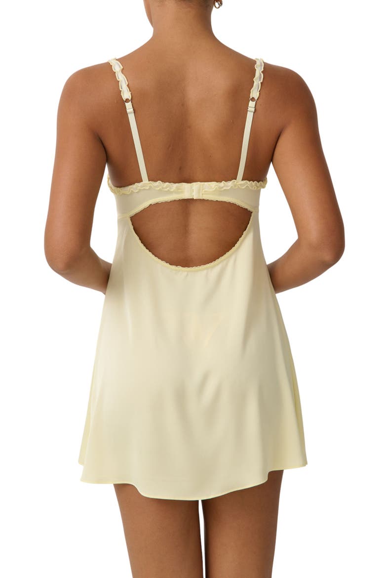 Amelia Embroidered Open Back Slip Chemise, Alternate, color, LIMONCELLO