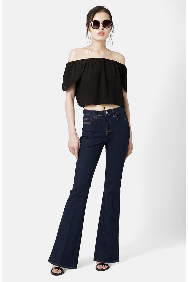 Wrap Back Off the Shoulder Top, Alternate, color, BLACK