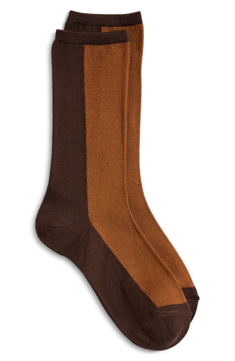 Undercover Colorblock Socks, Main, color, Brown