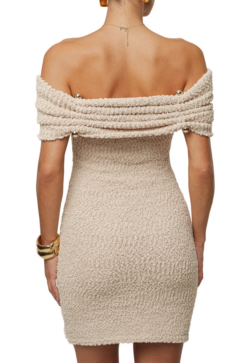 JLUXLABEL Pour Over Texture Off the Shoulder Dress, Alternate, color, Beige