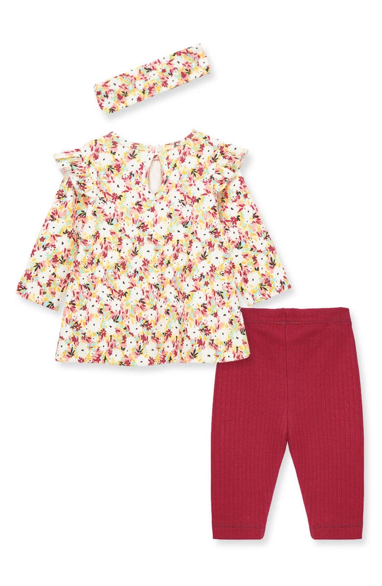 Little Me Floral Tunic, Headband & Leggings Set, Alternate, color,