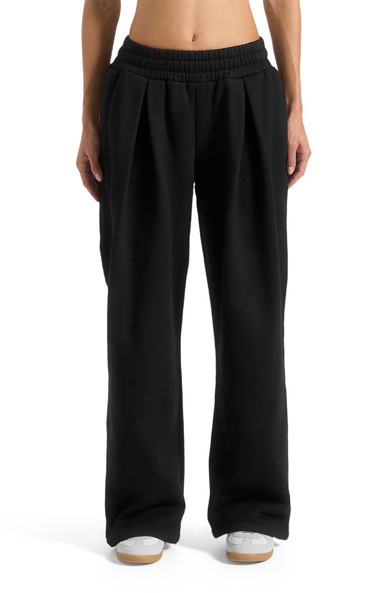 Manière De Voir Fanny Straight Leg Box Pleat Joggers, Alternate, color, Black