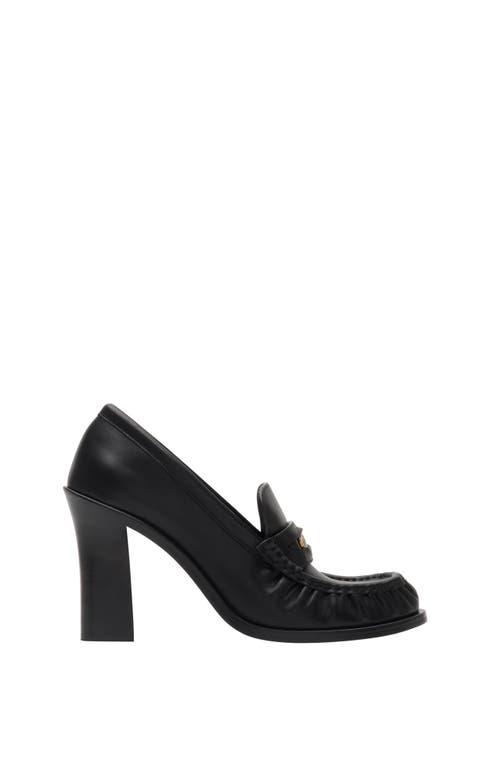 Burberry Leather Cadet Heeled Loafers In Black