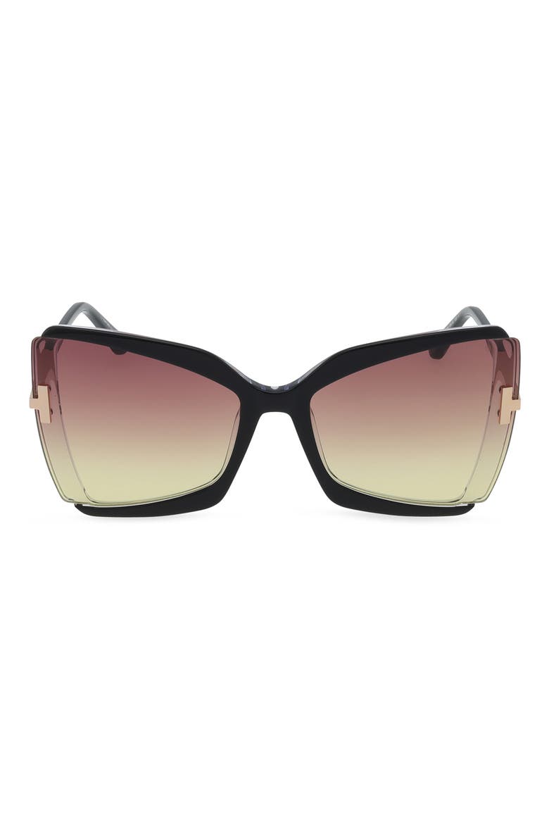 Gia 63mm Oversize Butterfly Sunglasses, Main, color, BLACK & CRYSTAL / SUNSET