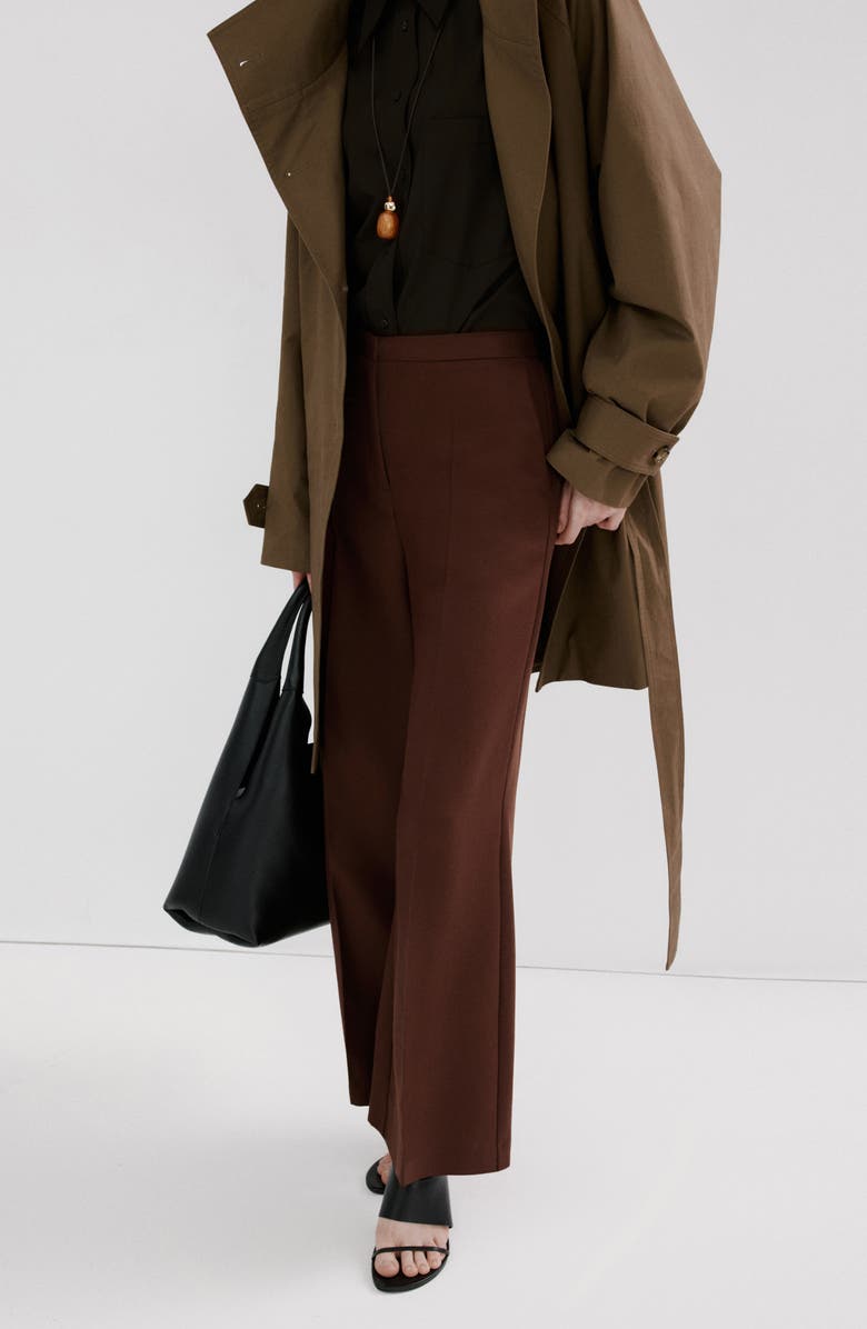 MANGO High Waist Wide Leg Pants, Alternate, color, Burnt Orange