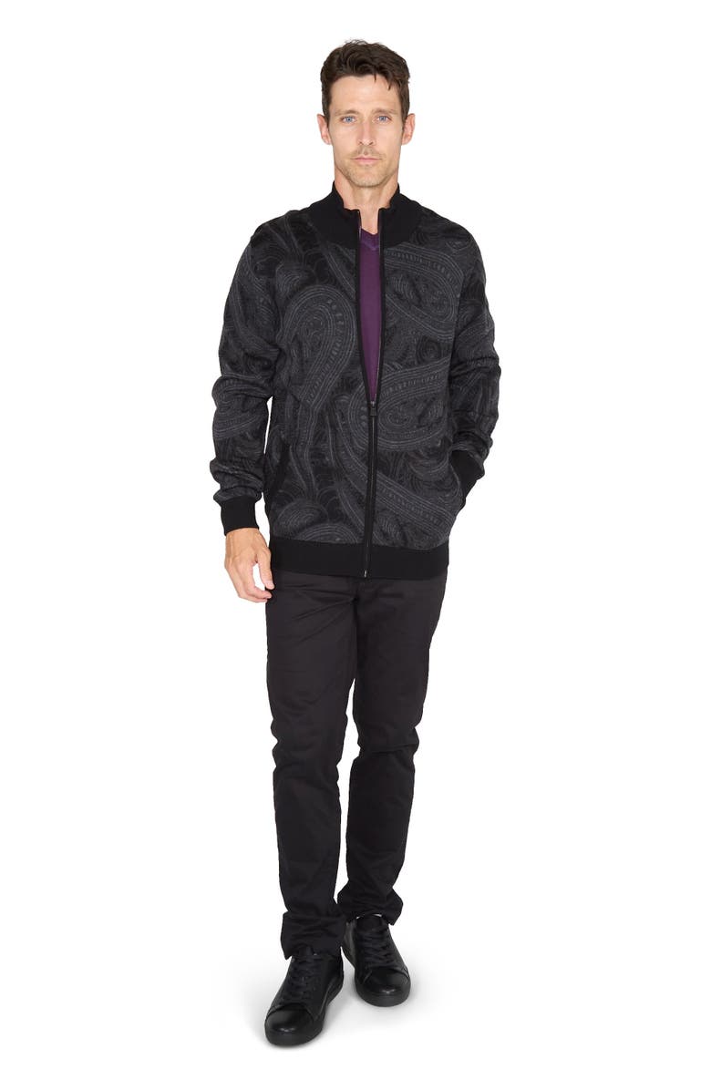 Lords of Harlech Frederick Merino Wool Full Zip Cardigan, Alternate, color, Badalona Charcoal