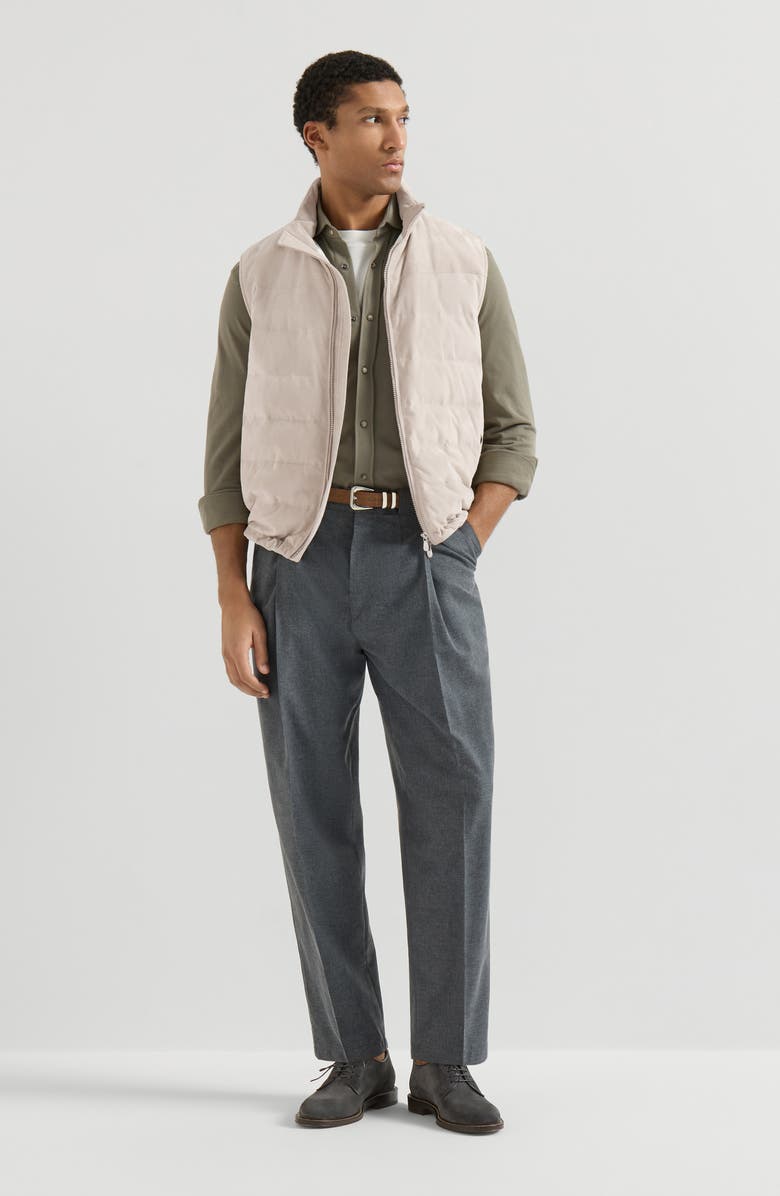 Brunello Cucinelli Suede down vest, Alternate, color, Light Brown