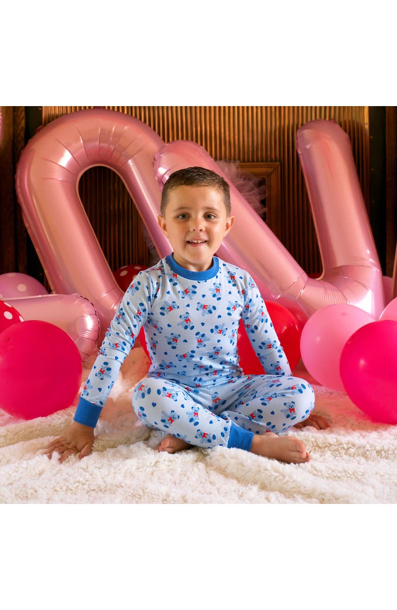Rachel Riley Bear Jersey Pajamas, Alternate, color, Blue