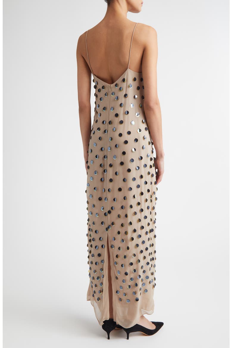 Paillette Embroidered Georgette Slipdress, Alternate, color, TAUPE