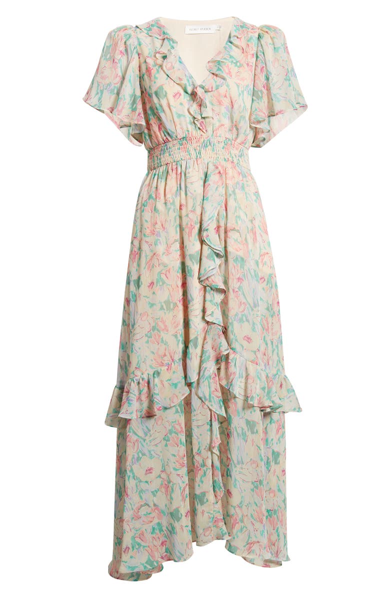 FLORET STUDIOS Floral Ruffle Detail Dress, Alternate, color, 