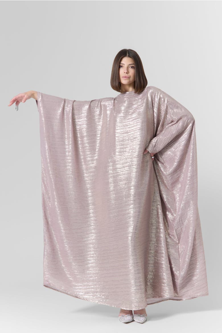 Luna Silk Metallic Plissé Gown, Alternate, color, Rose