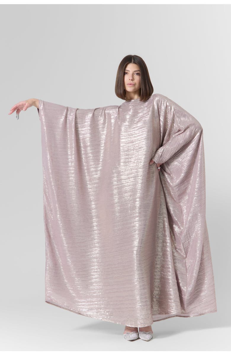 Le Fafo Luna Silk Metallic Plissé Gown, Alternate, color, Rose