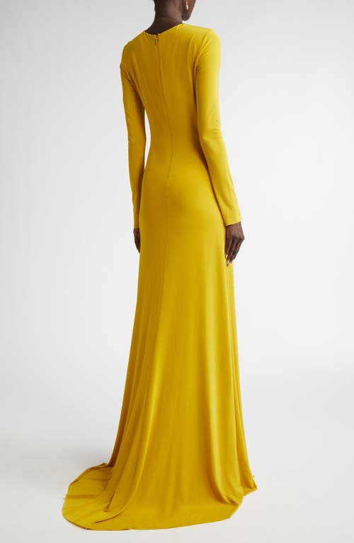 Jason Wu Collection Jersey Gown With Side Waist Pleating In Kiwi