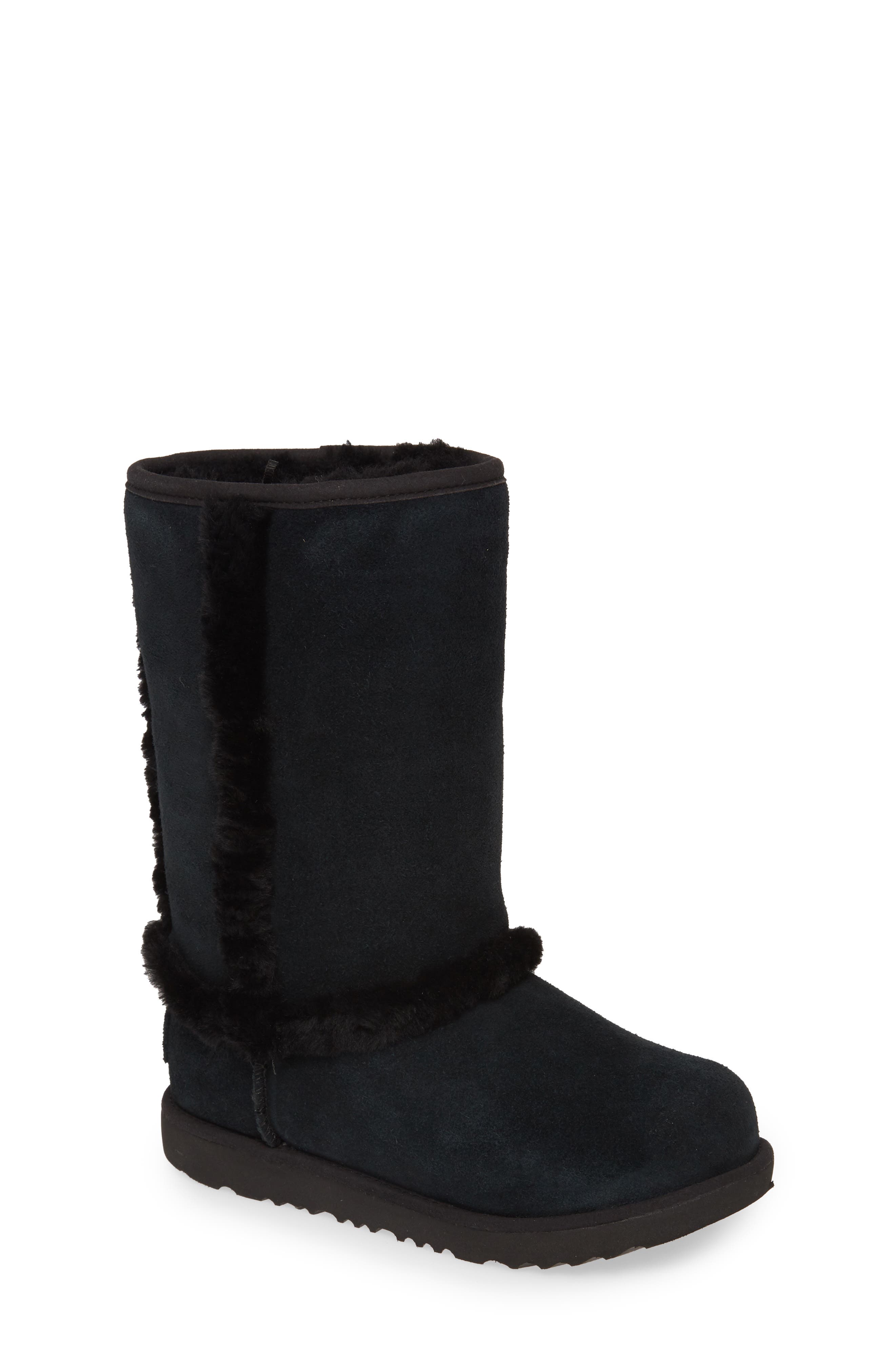 Hadley II Genuine Shearling Trim Waterproof Boot, Main, color, BLACK