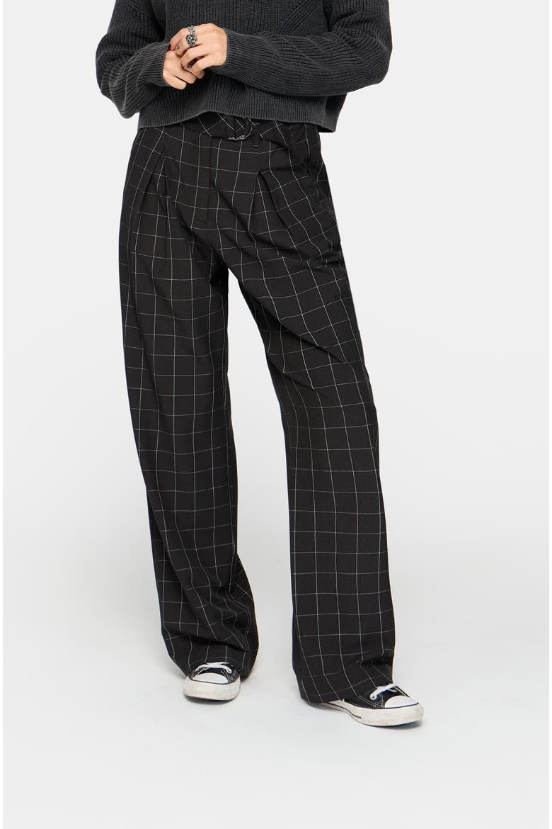Brandi Check D-ring Straight Leg Trouser, Main, color, Charcoal