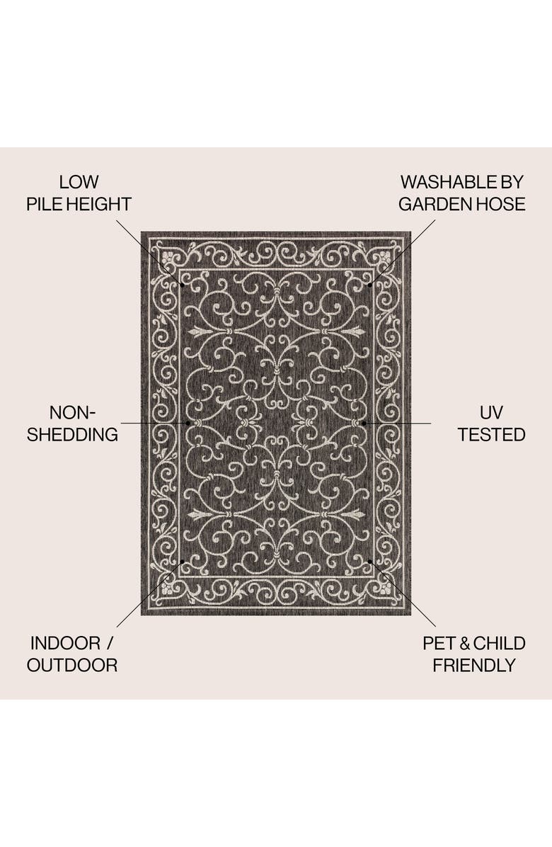 JONATHAN Y Charleston Vintage Filigree Textured Weave Indoor/Outdoor Area Rug, Alternate, color, Black/Gray