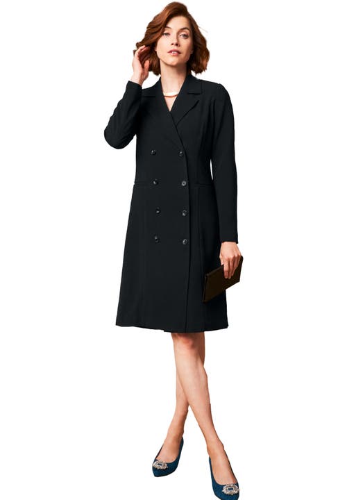 Jessica London Double Breasted Jacket Dress In Black