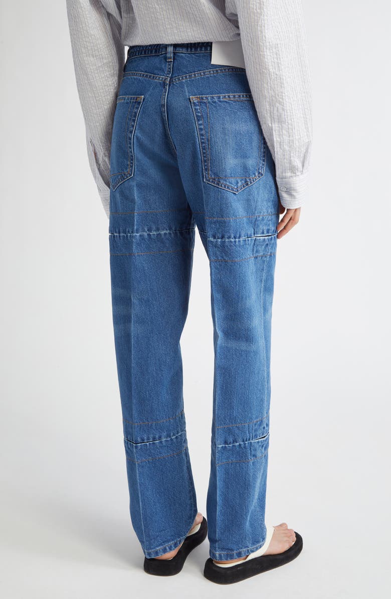 SETCHU Hook & Eye Convertible Paper Denim Straight Leg Jeans, Alternate, color, Indigo Wash
