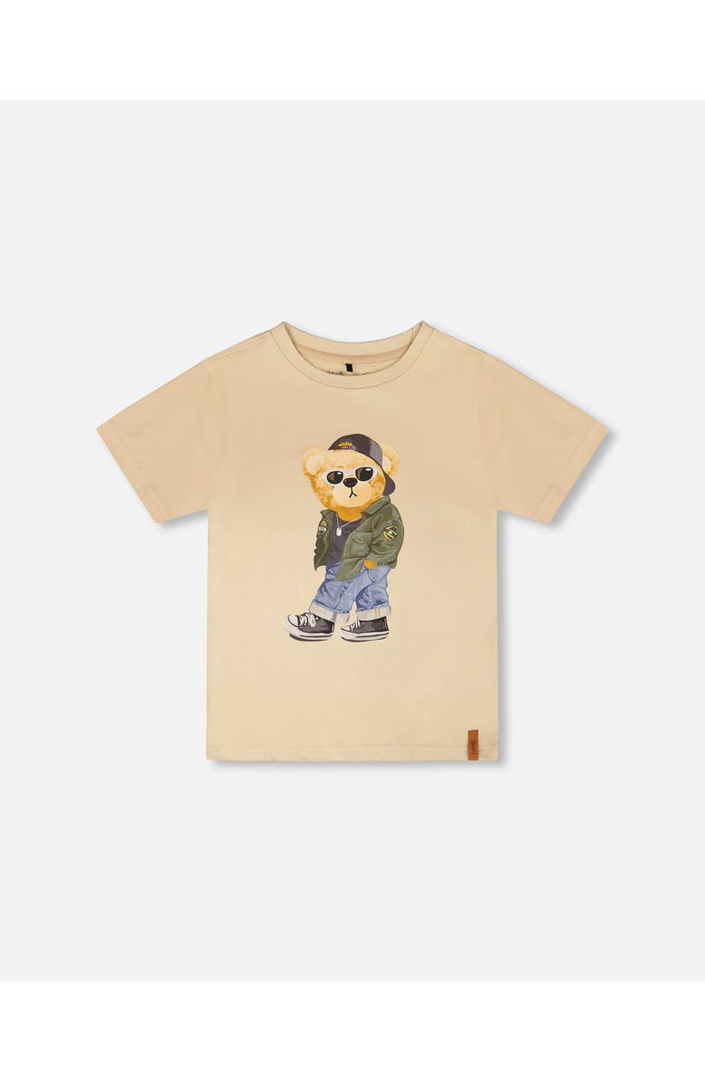 Deux par Deux Organic Cotton Jersey Teddy Bear T-Shirt, Main, color, Beige