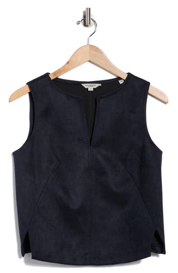 Max Studio Sleeveless Faux Suede Top In Blue