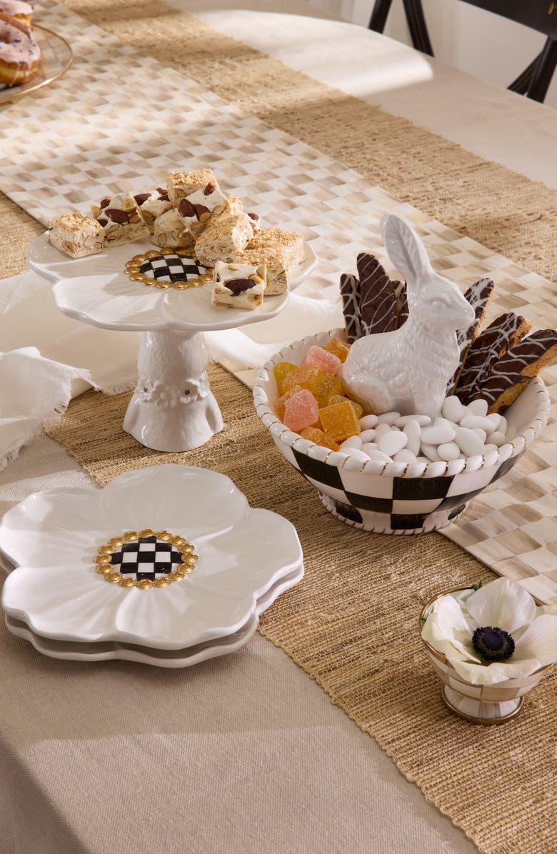 MACKENZIE CHILDS White Rabbit Set of 4 Dessert Plates, Alternate, color, White