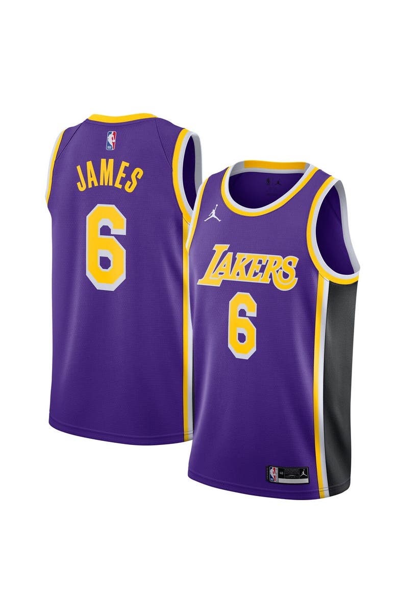 Jordan Brand Men's Jordan Brand LeBron James Purple Los Angeles Lakers 2021/22 #6 Swingman Player Jersey - Statement Edition, Alternate, color, 