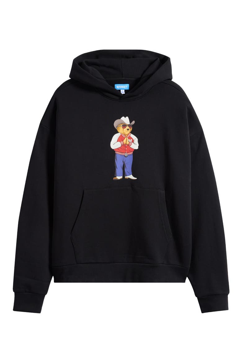 Hee Haw Bear Cotton Graphic Hoodie, Alternate, color, JET-BLACK