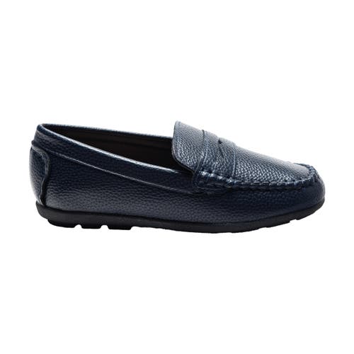Moustache Navy Faux Leather Penny Loafers By Childsplay Clothing