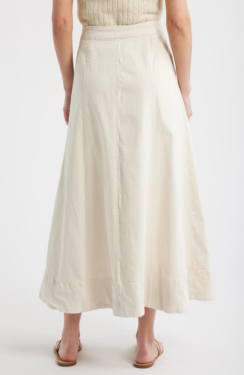 1.STATE Front Slit Denim Midi Skirt, Main, color, New Ivory