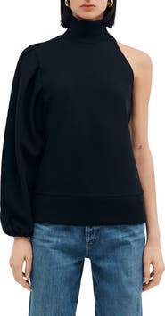 Two Lines by Marcella Glasgow Turtleneck One-Shoulder Top