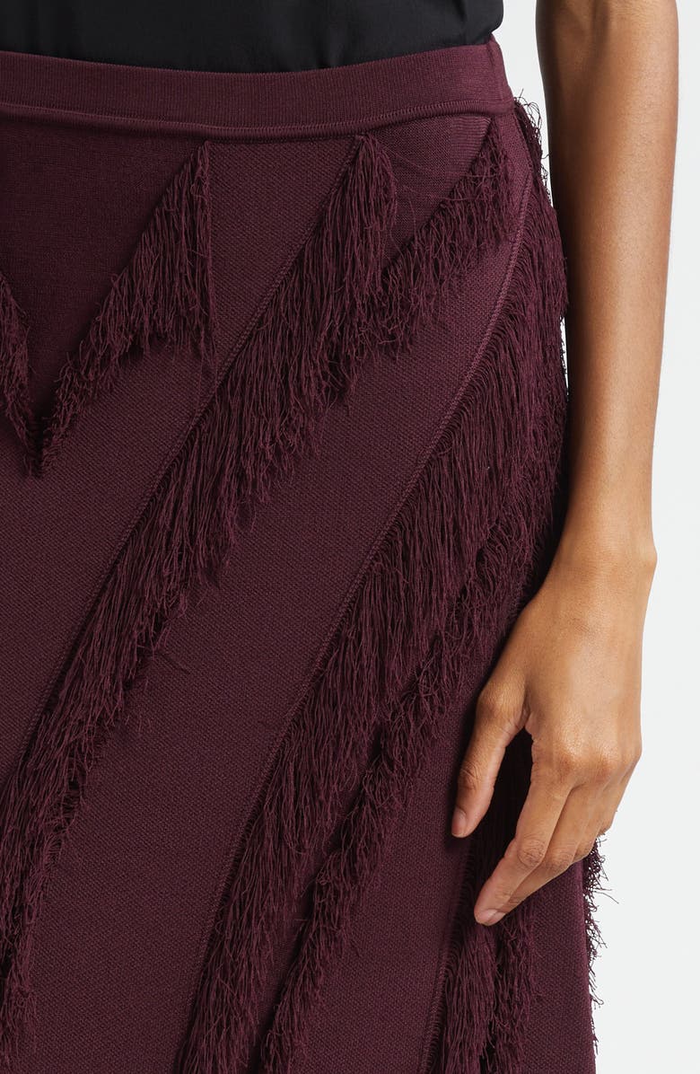 Ulla Johnson Astri Fringe Detail Knit Maxi Skirt, Alternate, color, Mahogany