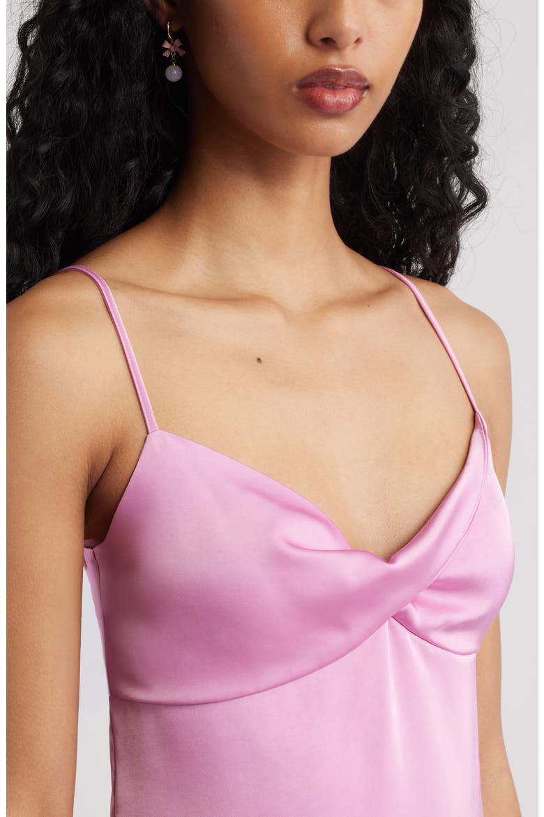 Twist Front Satin Minidress, Alternate, color, PINK MOONLITE