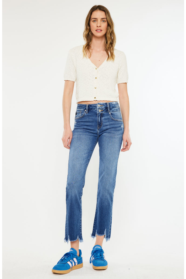 High Rise Slim Straight Leg Jeans, Alternate, color, Medium Wash
