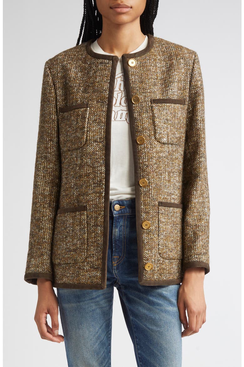 Journey Boxy Tweed Jacket, Alternate, color, TURKISH COFFEE
