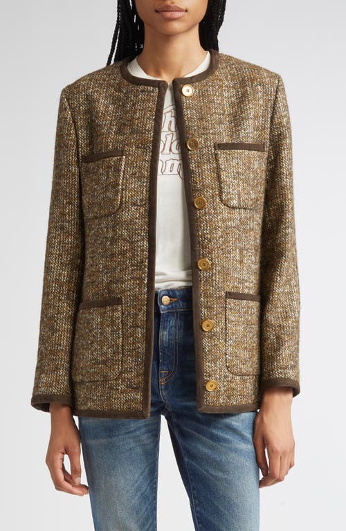 Golden Goose Journey Boxy Tweed Jacket In Brown