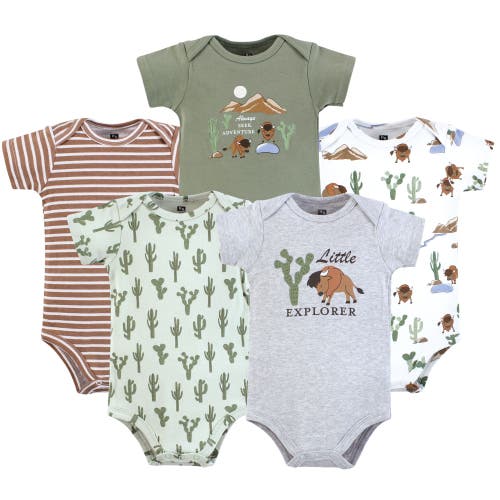 Hudson Baby Essential Cotton Bodysuits 5-piece Set In Multi