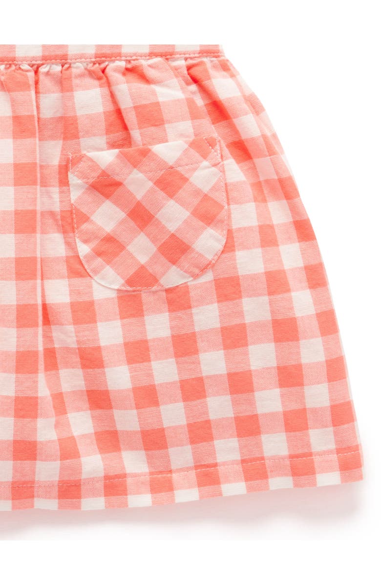 Purebaby Gingham Pinnie Dress, Alternate, color, Coral Gingham