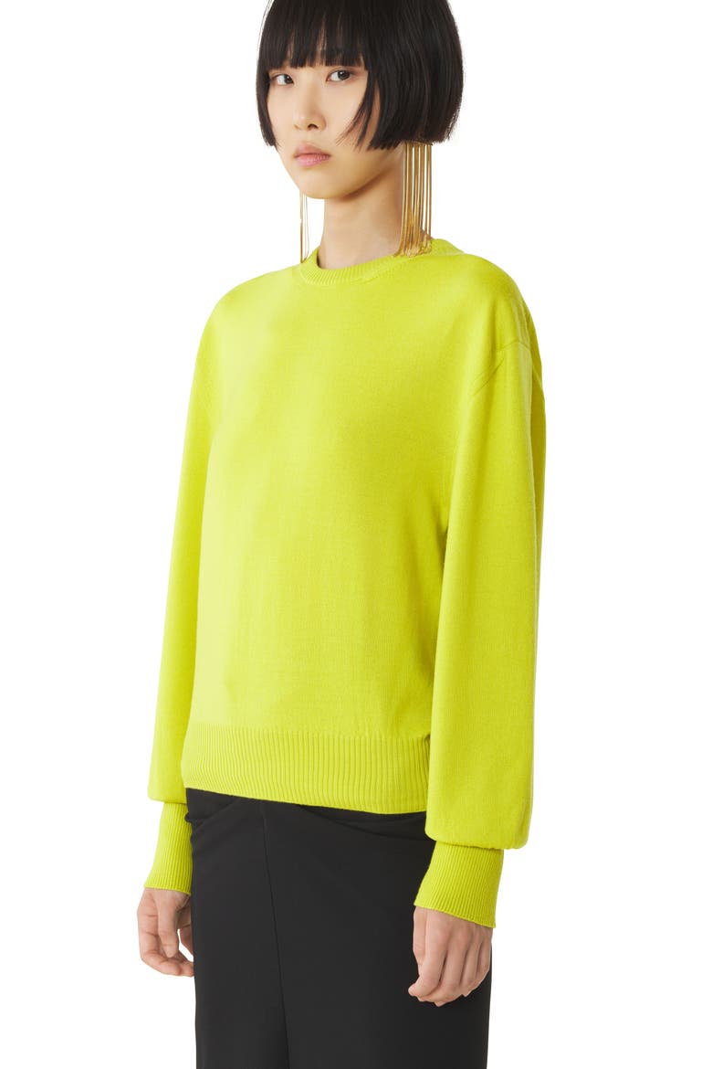 Green Wool Sweater With Grosgrain Detail, Alternate, color, Absinth Green