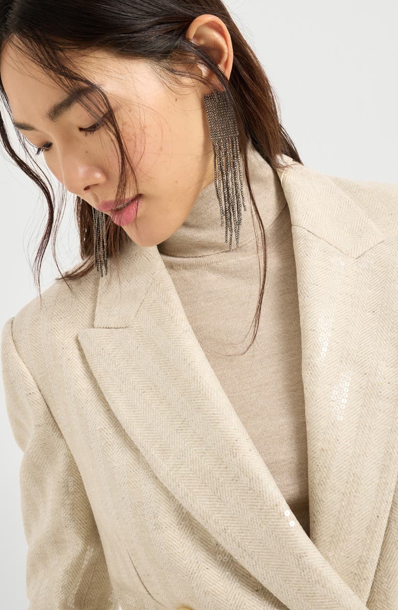 Brunello Cucinelli Dazzling chevron blazer, Alternate, color, Buff